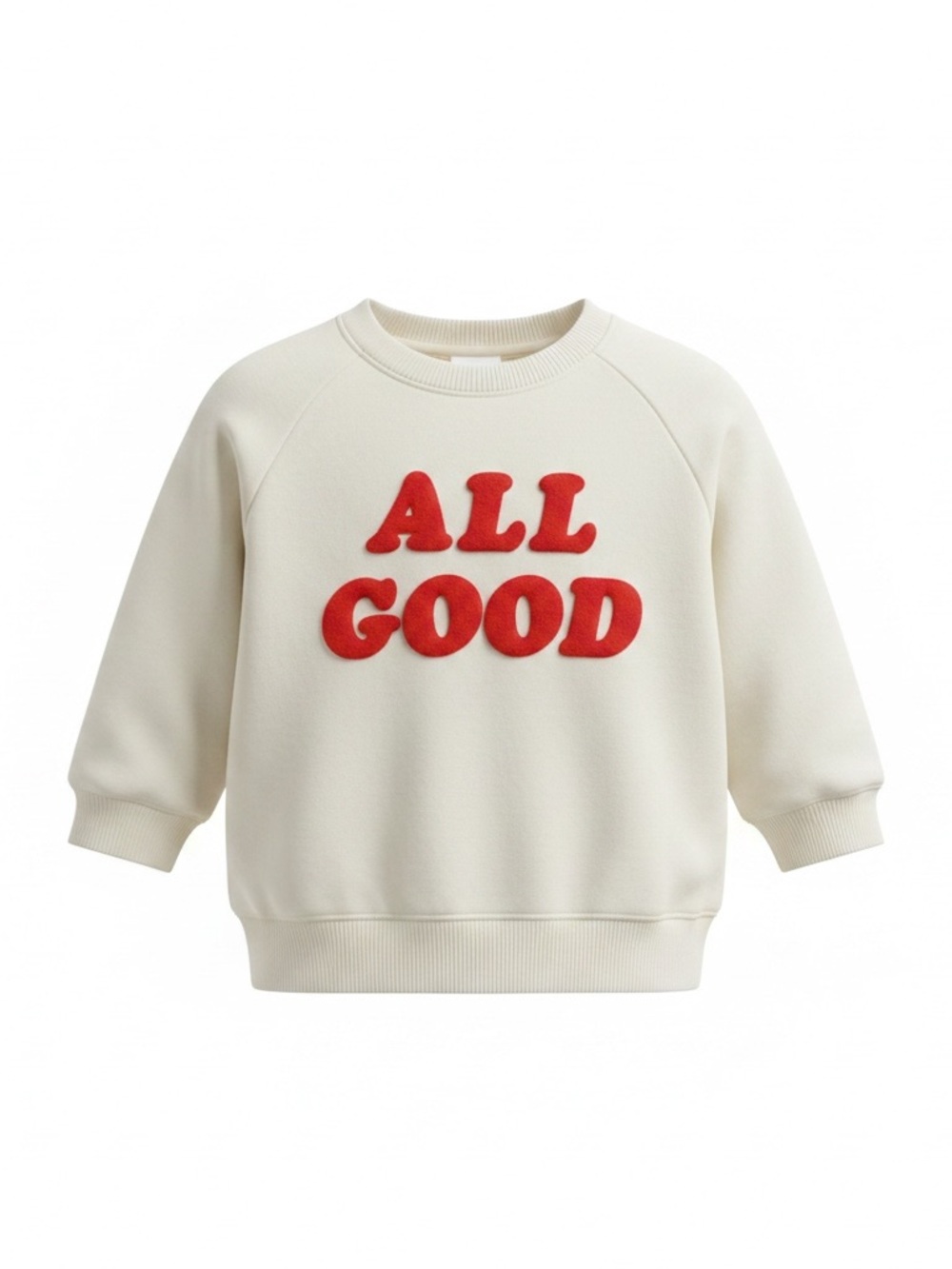 NWT Good American Kids "All Good" cream/ red Pullover Sweatshirt Size 3
